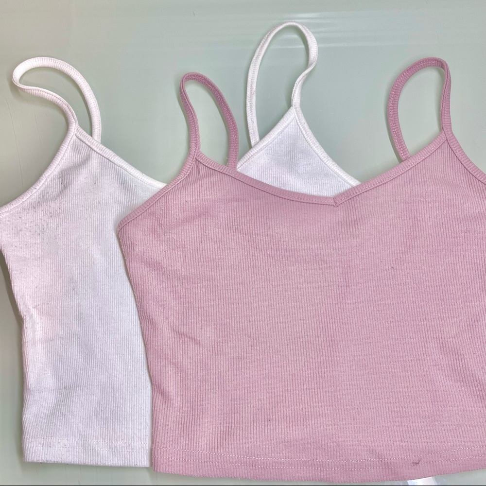 2 Pack White and Pink Cami Tank Tops